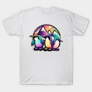 Rainbow Rave Penguin Colourful Neon T-Shirt